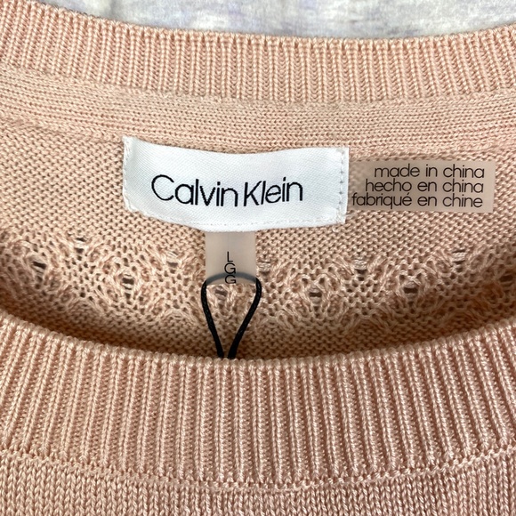 Calvin Klein Layered Crewneck Knit Sweater in Blush Pink - Picture 6 of 8